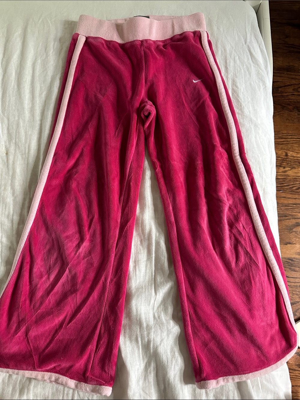 Nike Girls Hot Pink Fleece Pajama Pants with Light Pink Trim